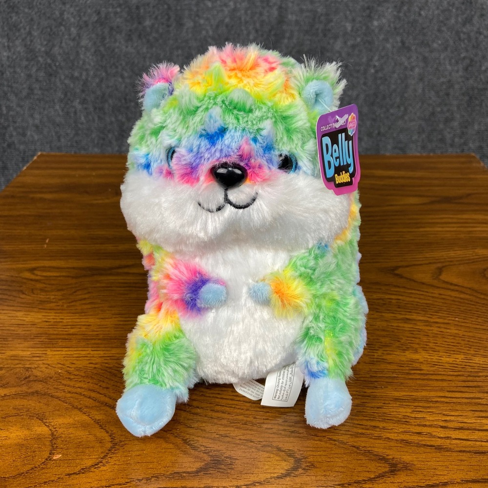 Nanco Belly Buddies Rainbow Hamster Plush Stuffed Animal Toy Kids Tie Dye Soft‎
